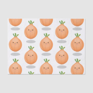 Cute happy brown onion green cartoon illustration tissue paper