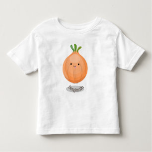 Cute happy brown onion green cartoon illustration toddler T-Shirt