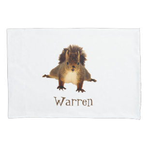 Cute happy brown squirrel add name pillowcase