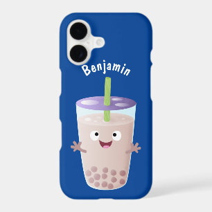 Cute happy bubble tea boba cartoon character