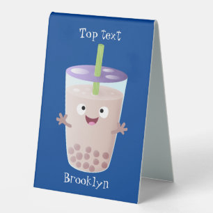 Cute happy bubble tea boba cartoon character