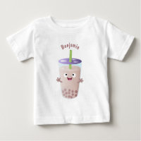 Cute happy bubble tea boba cartoon character