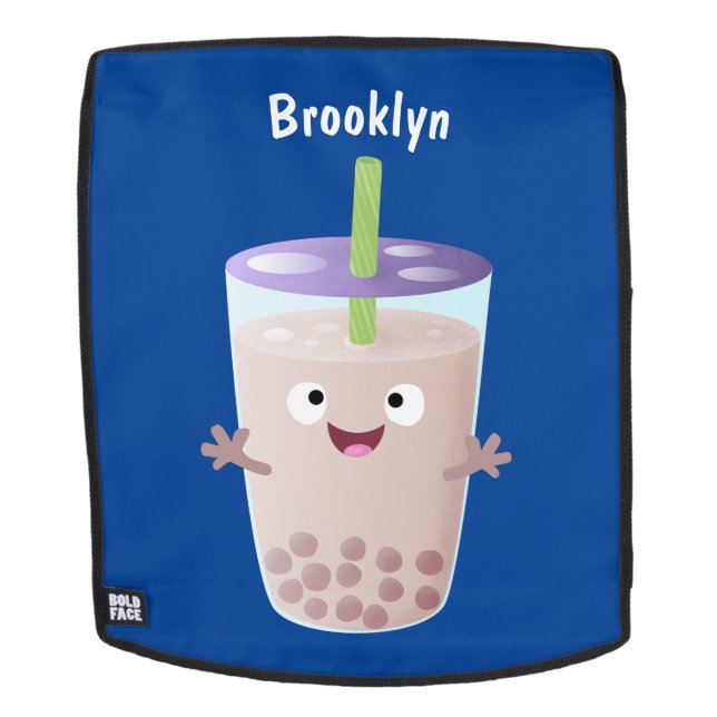 Cute happy bubble tea boba cartoon character backpack (Removable Face)