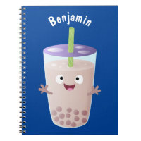 Cute happy bubble tea boba cartoon character