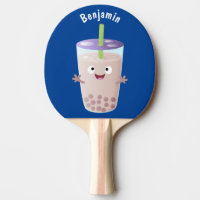 Cute happy bubble tea boba cartoon character 