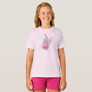 Cute Happy Bubble Tea Design T-Shirt