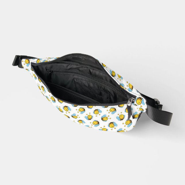 Cute happy bumble bee pattern white bum bags (Open)