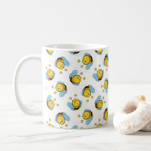 Cute happy bumble bee pattern white coffee mug