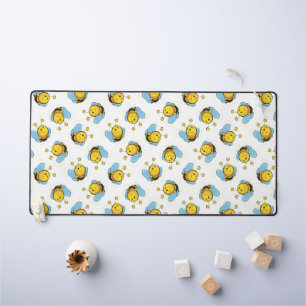 Cute happy bumble bee pattern white desk mat