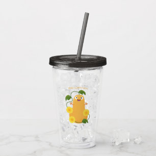 Cute happy butternut pumpkin gourd cartoon acrylic tumbler