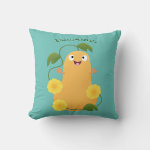 Cute happy butternut pumpkin gourd cartoon cushion