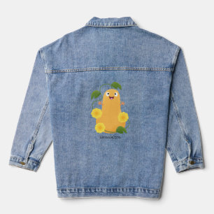Cute happy butternut pumpkin gourd cartoon denim jacket