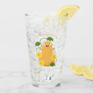 Cute happy butternut pumpkin gourd cartoon glass