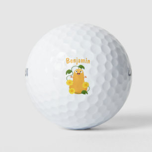 Cute happy butternut pumpkin gourd cartoon golf balls