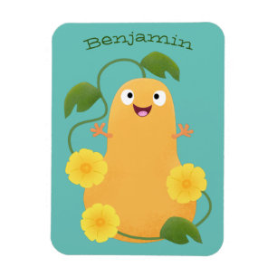 Cute happy butternut pumpkin gourd cartoon magnet