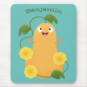 Cute happy butternut pumpkin gourd cartoon mouse pad