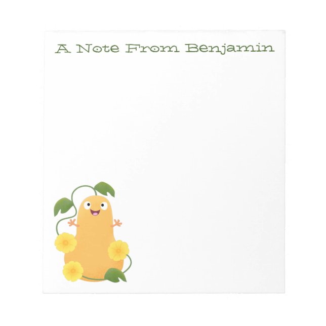 Cute happy butternut pumpkin gourd cartoon notepad (Front)