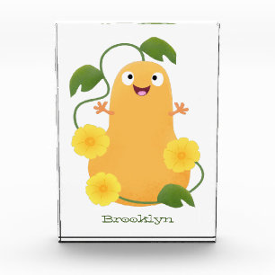 Cute happy butternut pumpkin gourd cartoon photo block