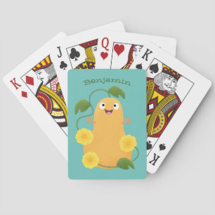 Cute happy butternut pumpkin gourd cartoon playing cards