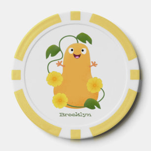 Cute happy butternut pumpkin gourd cartoon poker chips