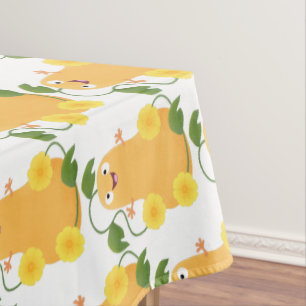 Cute happy butternut pumpkin gourd cartoon tablecloth