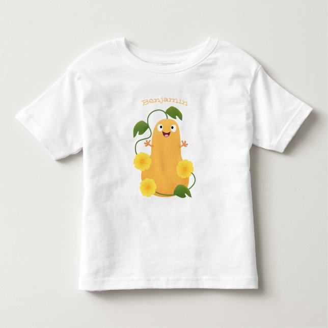 Cute happy butternut pumpkin gourd cartoon toddler T-Shirt (Front)