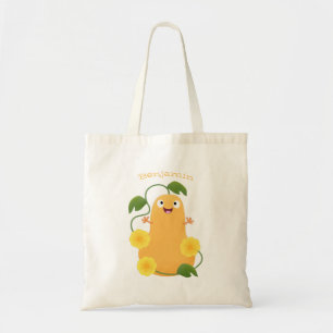 Cute happy butternut pumpkin gourd cartoon tote bag