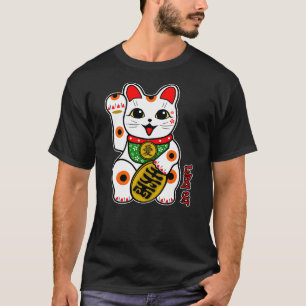 Cute Happy Calico White Lucky Cat Maneki-Neko Righ T-Shirt