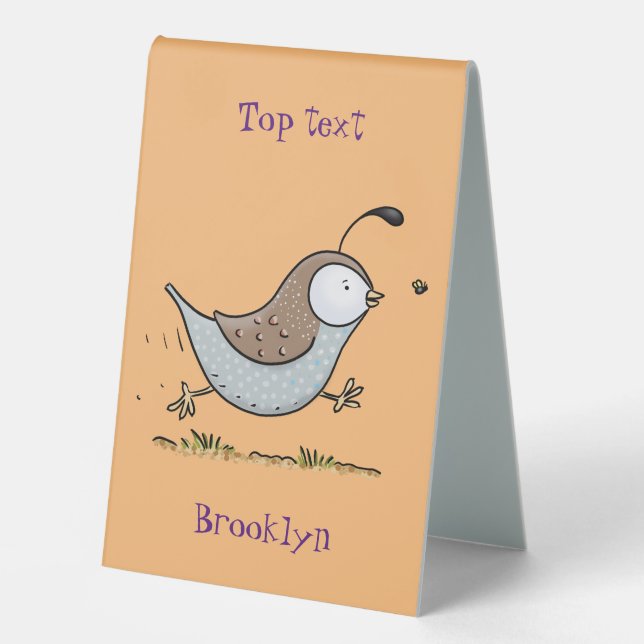 Cute happy californian quail cartoon illustration (Front)