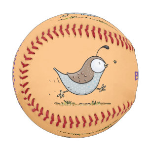 Cute happy californian quail cartoon illustration baseball