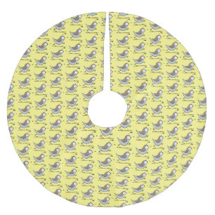 Cute happy californian quail cartoon illustration brushed polyester tree skirt