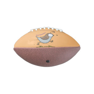 Cute happy californian quail cartoon illustration football