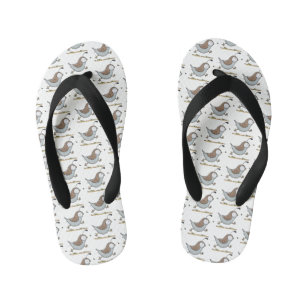 Cute happy californian quail cartoon illustration kid's thongs