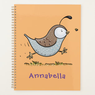 Cute happy californian quail cartoon illustration planner