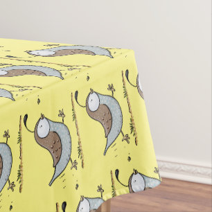 Cute happy californian quail cartoon illustration tablecloth