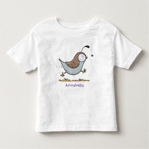 Cute happy californian quail cartoon illustration toddler T-Shirt