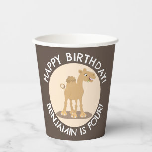 Cute happy camel personalised birthday cartoon paper cups