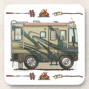 Cute Happy Camper Big RV Coach Motorhome Coaster