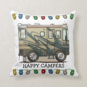 Cute Happy Camper Big RV Coach Motorhome Cushion