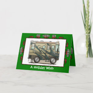 Cute Happy Camper Big RV Coach Motorhome Holiday Card