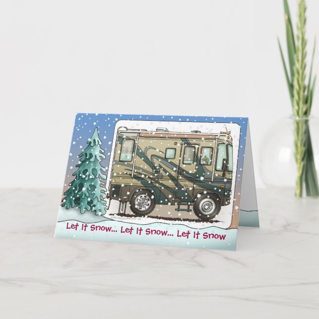 Cute Happy Camper Big RV Coach Motorhome Holiday Card (Front)