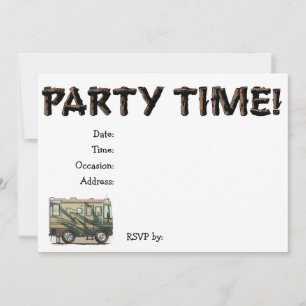 Cute Happy Camper Big RV Coach Motorhome Invitation