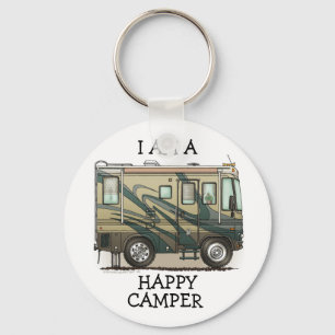 Cute Happy Camper Big RV Coach Motorhome Key Ring