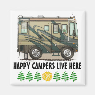 Cute Happy Camper Big RV Coach Motorhome Magnet