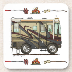 Cute Happy Camper Big RV Coach Motorhome (maroon) Coaster