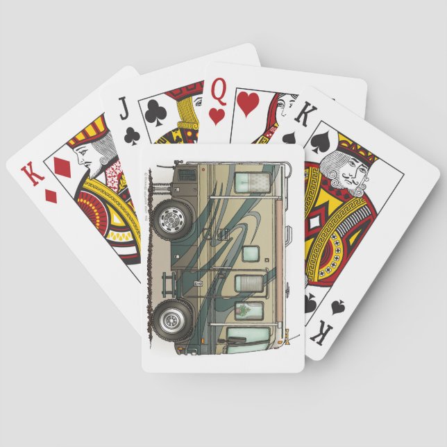 Cute Happy Camper Big RV Coach Motorhome Playing Cards (Back)