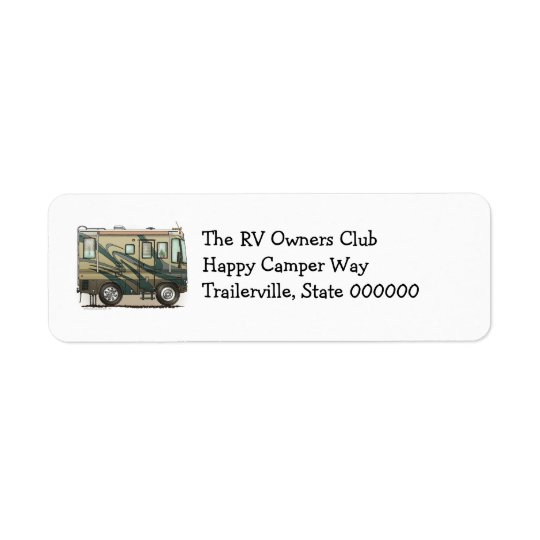 Cute Happy Camper Big RV Coach Motorhome Return Address Label