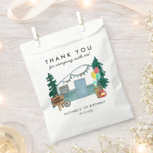 Cute Happy Camper Van Trees Camping 1st Birthday Favour Bag