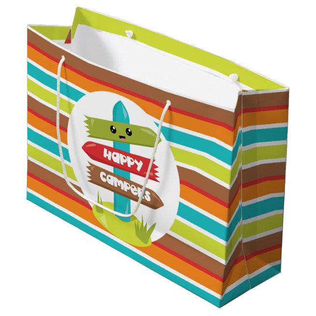 Cute Happy Campers sign party bag (Front Angled)