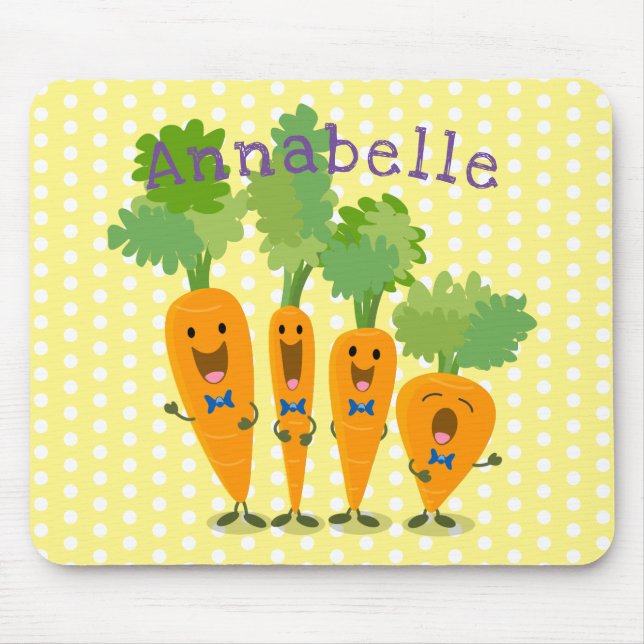 Cute happy carrot quartet cartoon illustration mouse pad (Front)